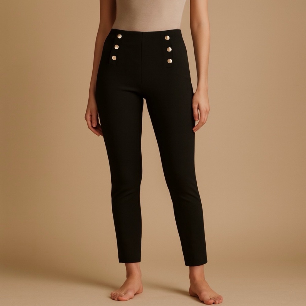 Maze Collection Sleek Black Women's Leggings Sailor Design Size Small